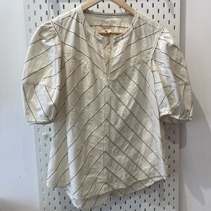 White Rebecca Taylor Lanternsleeve Blouse With Embroidered Stripes Nee